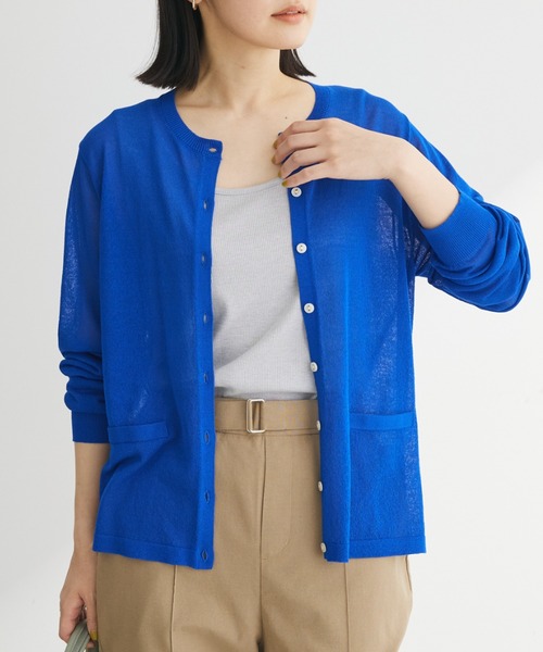 Green　Parks（グリーンパークス）の「推しニット　クルーネックカーディガン（カーディガン/ボレロ・レディース・ブルー/その他7/レッド/ブラック/オフホワイト・FREE）」の3枚目の写真