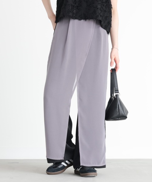 『配色シアードッキングワイドパンツ』（その他パンツ）｜n'OrLABEL（ノアールレーベル）