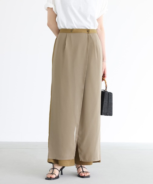 n'OrLABEL（ノアールレーベル）の「配色シアードッキングワイドパンツ（その他パンツ・レディース・ブラック/ベージュ・1/2）」の4枚目の写真