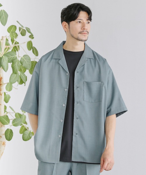 セール】Buyer's Select/テックリネンオープンカラー半袖シャツ