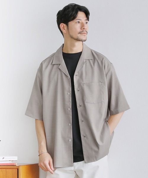 LIL VENDARS(リルヴェンダース)の「Buyer's Select/テックリネンオープンカラー半袖シャツ(シャツ/ブラウス・メンズ・グレイッシュベージュ/ブラック/ネイビー/グレー・XL/L/M)」の4枚目の写真