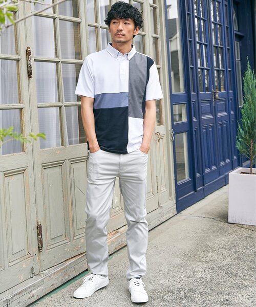 ikka（イッカ）の「ブロックス鹿の子切り替えポロシャツ（ポロシャツ・メンズ・ネイビー/ブルー/ホワイト/グリーン・S/M/L/XL）」の10枚目の写真