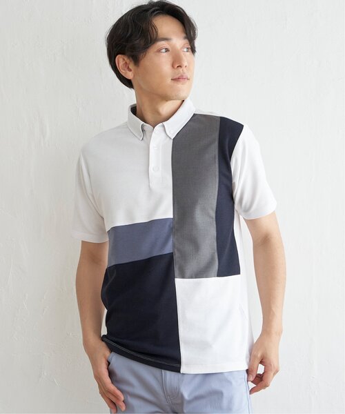 ikka（イッカ）の「ブロックス鹿の子切り替えポロシャツ（ポロシャツ・メンズ・ネイビー/ブルー/ホワイト/グリーン・S/M/L/XL）」の11枚目の写真