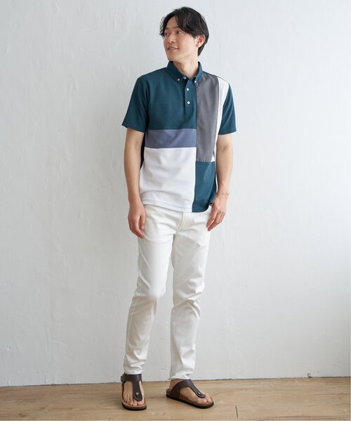 ikka（イッカ）の「ブロックス鹿の子切り替えポロシャツ（ポロシャツ・メンズ・ネイビー/ブルー/ホワイト/グリーン・S/M/L/XL）」の14枚目の写真