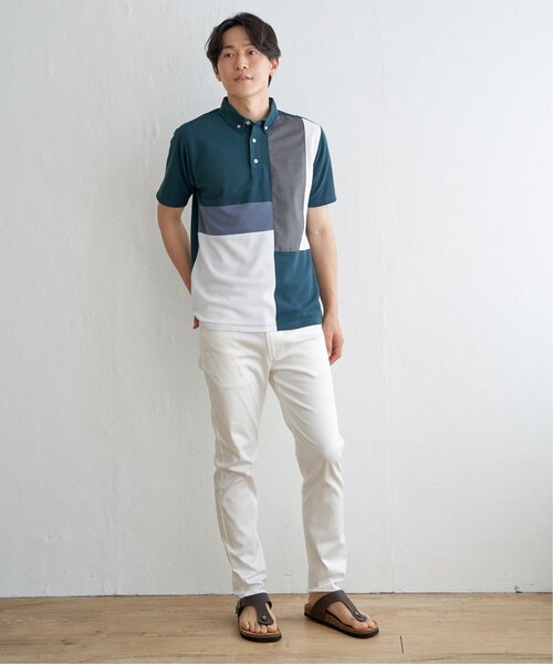 ikka（イッカ）の「ブロックス鹿の子切り替えポロシャツ（ポロシャツ・メンズ・ネイビー/ブルー/ホワイト/グリーン・S/M/L/XL）」の15枚目の写真