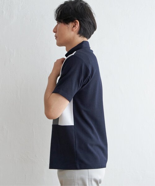 ikka（イッカ）の「ブロックス鹿の子切り替えポロシャツ（ポロシャツ・メンズ・ネイビー/ブルー/ホワイト/グリーン・S/M/L/XL）」の20枚目の写真