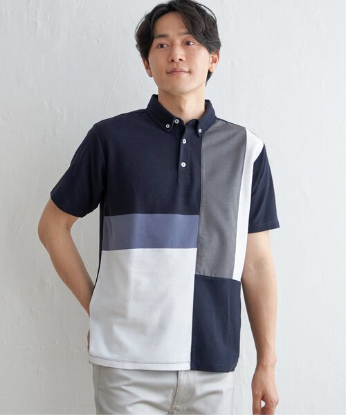 ikka（イッカ）の「ブロックス鹿の子切り替えポロシャツ（ポロシャツ・メンズ・ネイビー/ブルー/ホワイト/グリーン・S/M/L/XL）」の22枚目の写真