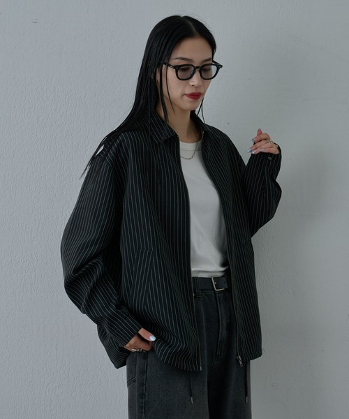 COLONY 2139(コロニートゥーワンスリーナイン)の「ピンストライプジッパーシャツ(シャツ/ブラウス・メンズ・グレー/ブラック・MEDIUM/LARGE)」の7枚目の写真