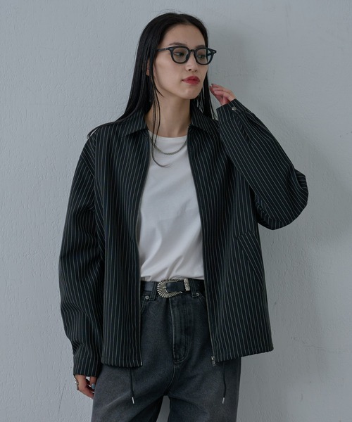 COLONY 2139(コロニートゥーワンスリーナイン)の「ピンストライプジッパーシャツ(シャツ/ブラウス・メンズ・グレー/ブラック・MEDIUM/LARGE)」の10枚目の写真