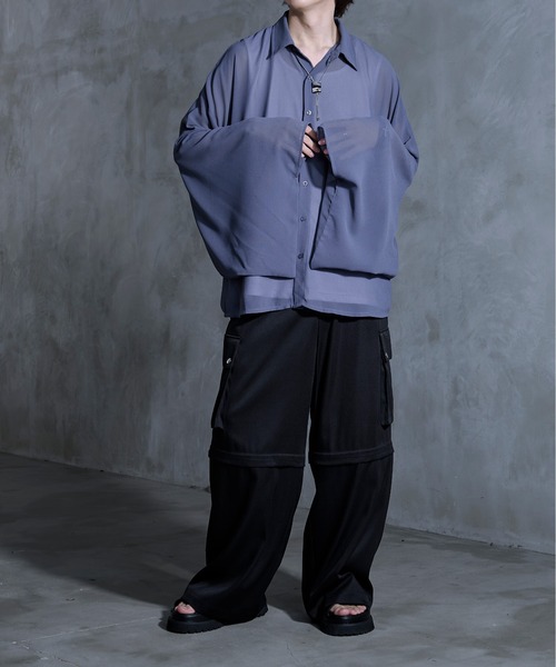 Ellno Loset(エルノロゼット)の「【新カラー追加】和スリーブルーズシャツ(シャツ/ブラウス・メンズ・ブラック系その他/ブルーグレー/ブラック/オフホワイト/ブルー系その他/ブラック系・LARGE/SMALL/MEDIUM)」の12枚目の写真