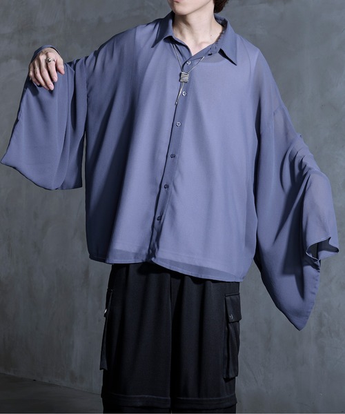 Ellno Loset(エルノロゼット)の「【新カラー追加】和スリーブルーズシャツ(シャツ/ブラウス・メンズ・ブラック系その他/ブルーグレー/ブラック/オフホワイト/ブルー系その他/ブラック系・LARGE/SMALL/MEDIUM)」の14枚目の写真