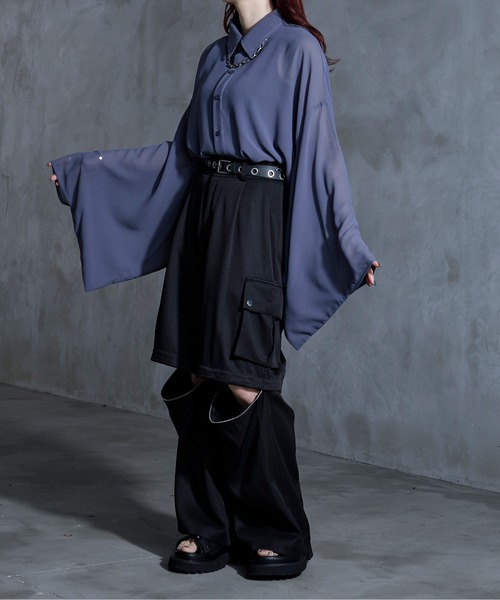 Ellno Loset(エルノロゼット)の「【新カラー追加】和スリーブルーズシャツ(シャツ/ブラウス・メンズ・ブラック系その他/ブルーグレー/ブラック/オフホワイト/ブルー系その他/ブラック系・LARGE/SMALL/MEDIUM)」の16枚目の写真