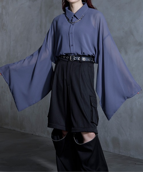 Ellno Loset(エルノロゼット)の「【新カラー追加】和スリーブルーズシャツ(シャツ/ブラウス・メンズ・ブラック系その他/ブルーグレー/ブラック/オフホワイト/ブルー系その他/ブラック系・LARGE/SMALL/MEDIUM)」の18枚目の写真