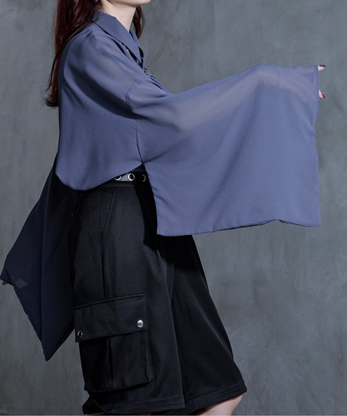 Ellno Loset(エルノロゼット)の「【新カラー追加】和スリーブルーズシャツ(シャツ/ブラウス・メンズ・ブラック系その他/ブルーグレー/ブラック/オフホワイト/ブルー系その他/ブラック系・LARGE/SMALL/MEDIUM)」の17枚目の写真