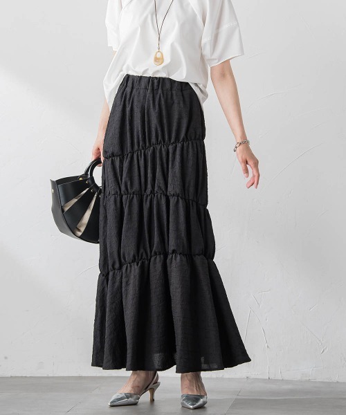 LAUTREAMONT（ロートレアモン）の「イレギュラーシャーリングスカート（スカート・レディース・オフホワイト/ブラック・9号）」の2枚目の写真