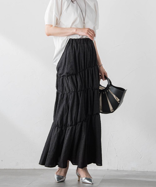LAUTREAMONT（ロートレアモン）の「イレギュラーシャーリングスカート（スカート・レディース・オフホワイト/ブラック・9号）」の13枚目の写真