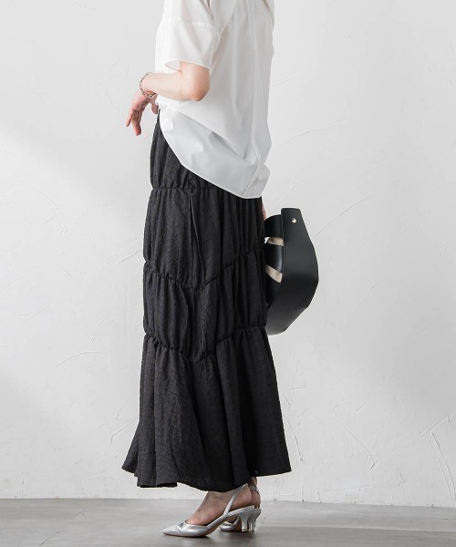 LAUTREAMONT（ロートレアモン）の「イレギュラーシャーリングスカート（スカート・レディース・オフホワイト/ブラック・9号）」の12枚目の写真