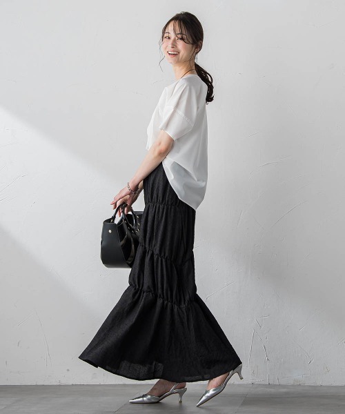 LAUTREAMONT（ロートレアモン）の「イレギュラーシャーリングスカート（スカート・レディース・オフホワイト/ブラック・9号）」の9枚目の写真