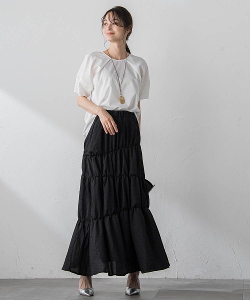 LAUTREAMONT（ロートレアモン）の「イレギュラーシャーリングスカート（スカート・レディース・オフホワイト/ブラック・9号）」の7枚目の写真