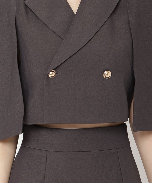 REDYAZEL（レディアゼル）の「【セットアップ可能】ケープ風ショートジャケット（テーラードジャケット・レディース・ベージュ/サックスブルー/グレー・FREE）」の12枚目の写真