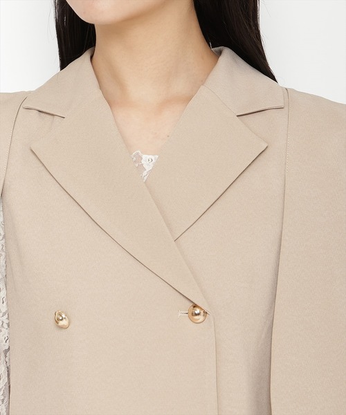 REDYAZEL（レディアゼル）の「【セットアップ可能】ケープ風ショートジャケット（テーラードジャケット・レディース・ベージュ/サックスブルー/グレー・FREE）」の8枚目の写真