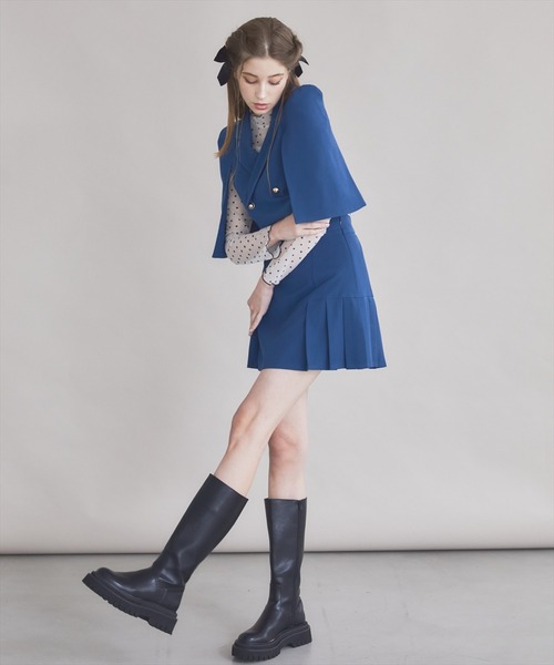 REDYAZEL（レディアゼル）の「【セットアップ可能】ケープ風ショートジャケット（テーラードジャケット・レディース・ベージュ/サックスブルー/グレー・FREE）」の22枚目の写真