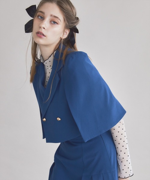 REDYAZEL（レディアゼル）の「【セットアップ可能】ケープ風ショートジャケット（テーラードジャケット・レディース・ベージュ/サックスブルー/グレー・FREE）」の21枚目の写真