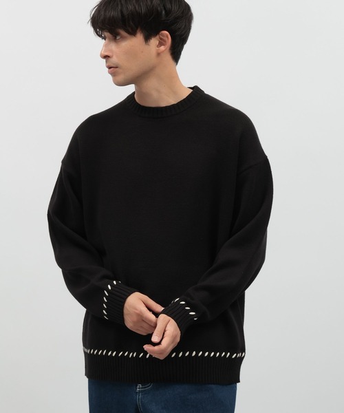 LAKOLE（ラコレ）の「ハンドステッチプルオーバー / 116745（ニット/セーター・メンズ・マスタード/アイボリー/ブラック/ブルー・MEDIUM/LARGE/X-LARGE）」の2枚目の写真