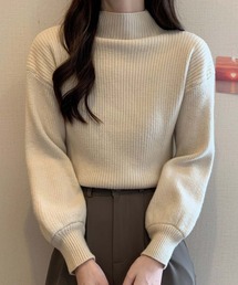 ハイネックリブニットプルオーバー