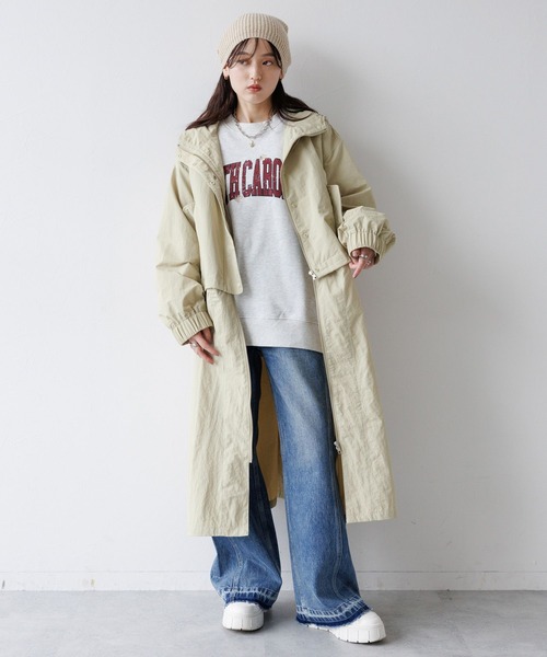 RAGEBLUE(レイジブルー)の「2WAY/スタンドカラーナイロンZIPコート(ナイロンジャケット・レディース・グリーン/ベージュ・FREE)」の2枚目の写真