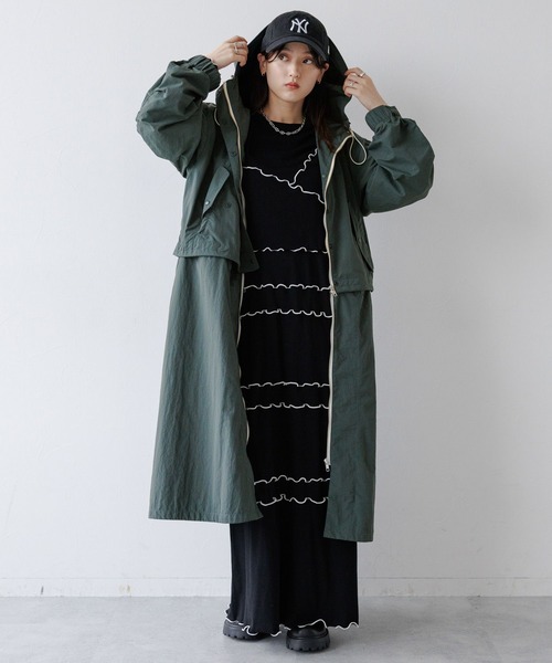 シップス ライナー付 ノーカラー ロング ナイロンジャケット ブルゾン 金ボタン シップス ライナー付 ノーカラー ロング ナイロンジャケット ブルゾン