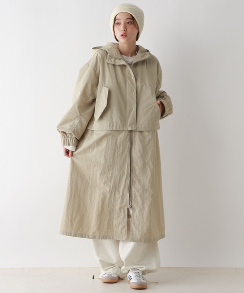 RAGEBLUE(レイジブルー)の「2WAY/スタンドカラーナイロンZIPコート(ナイロンジャケット・レディース・グリーン/ベージュ・FREE)」の6枚目の写真