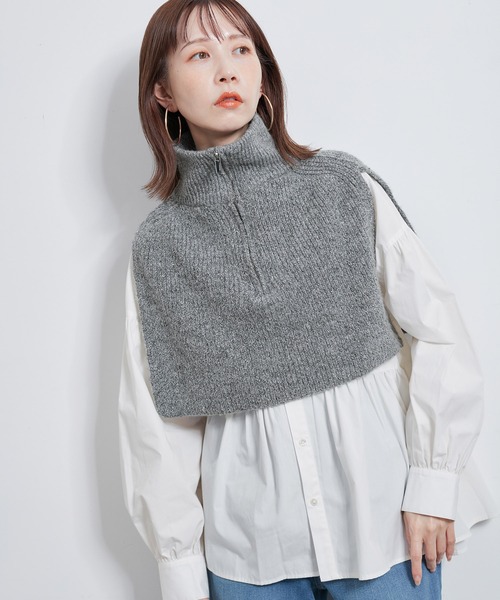 美品　 peak ウールボアハーフジップベスト グレー セール】ラメニットハーフジップベスト（ベスト）｜ROPE' PICNIC（ロペ
