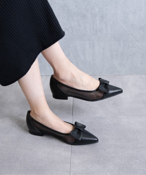 Fabby fabby（ファビィーファビィー）の「メッシュリボンフラットパンプス（パンプス・レディース・ブラック/シルバー/ベージュ・SMALL/MEDIUM/LARGE）」の8枚目の写真
