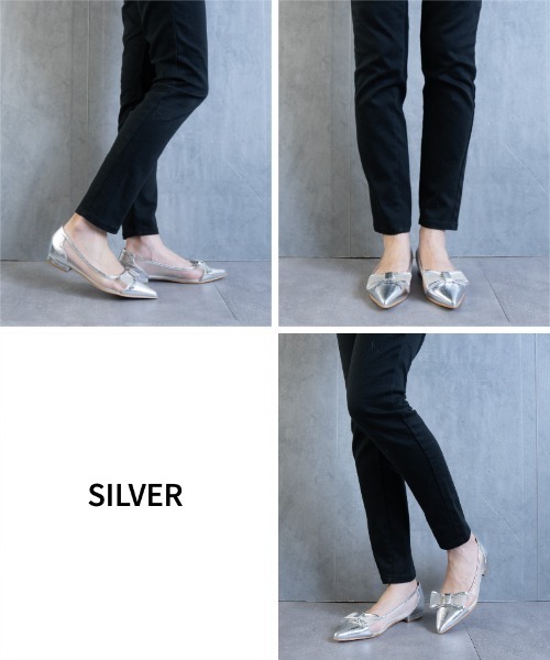 Fabby fabby（ファビィーファビィー）の「メッシュリボンフラットパンプス（パンプス・レディース・ブラック/シルバー/ベージュ・SMALL/MEDIUM/LARGE）」の11枚目の写真