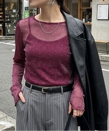 Rejoule（リジュール）の「フィンガーホールラメシアートップス（Tシャツ/カットソー）」