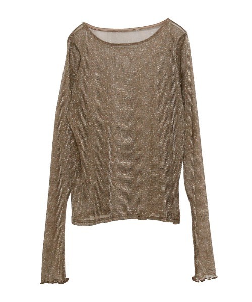 Rejoule（リジュール）の「フィンガーホールラメシアートップス（Tシャツ/カットソー・レディース・モカ/ブラック/グレー/ピンク/アイボリー/チャコールグレー/ブラウン/ボルドー・FREE）」の16枚目の写真