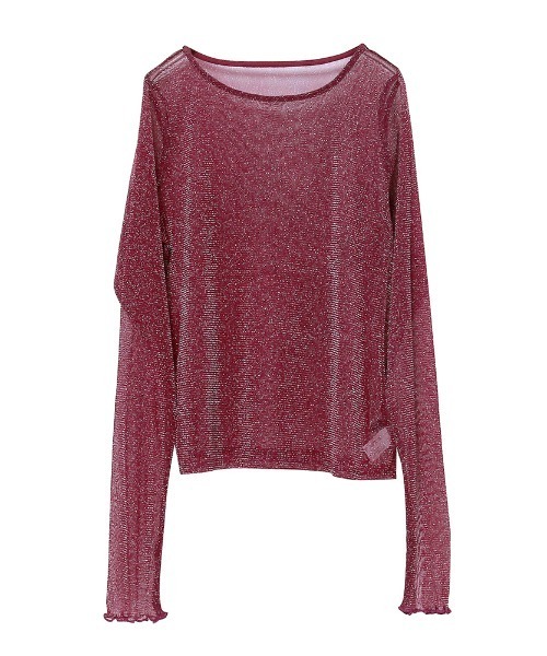 Rejoule（リジュール）の「フィンガーホールラメシアートップス（Tシャツ/カットソー・レディース・モカ/ブラック/グレー/ピンク/アイボリー/チャコールグレー/ブラウン/ボルドー・FREE）」の20枚目の写真