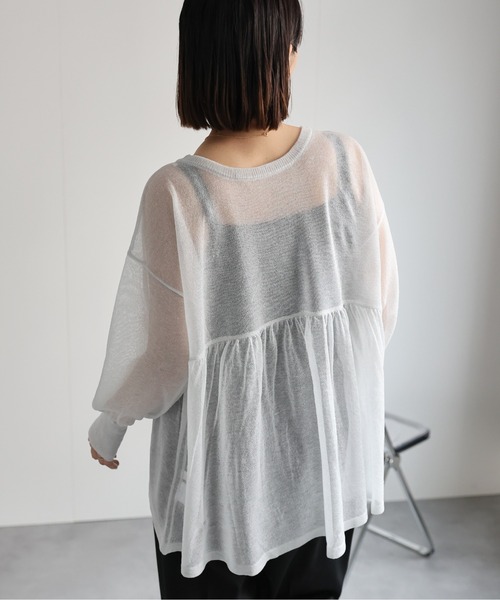 ap retro(アプレトロ)の「ラメシアーペプラムニット / シアートップス(ニット/セーター・レディース・グレー/ブラック/オフホワイト・FREE)」の9枚目の写真
