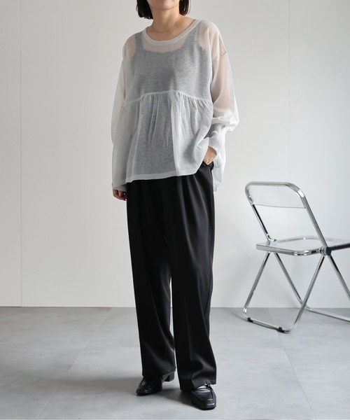 ap retro(アプレトロ)の「ラメシアーペプラムニット / シアートップス(ニット/セーター・レディース・グレー/ブラック/オフホワイト・FREE)」の14枚目の写真