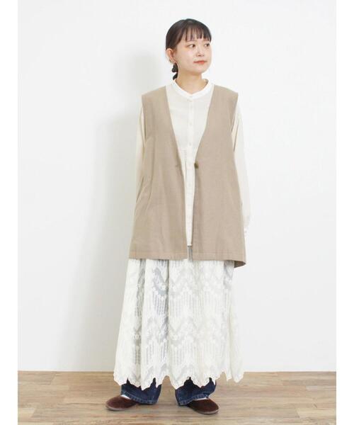 Samansa Mos2（サマンサ モスモス）の「綿麻ミドル丈ベスト（ベスト・レディース・ブラック/ベージュ・F）」の8枚目の写真