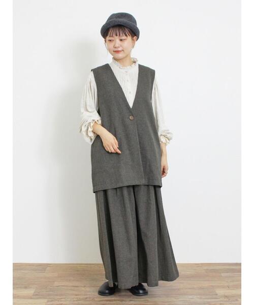 Samansa Mos2（サマンサ モスモス）の「綿麻ミドル丈ベスト（ベスト・レディース・ブラック/ベージュ・F）」の11枚目の写真