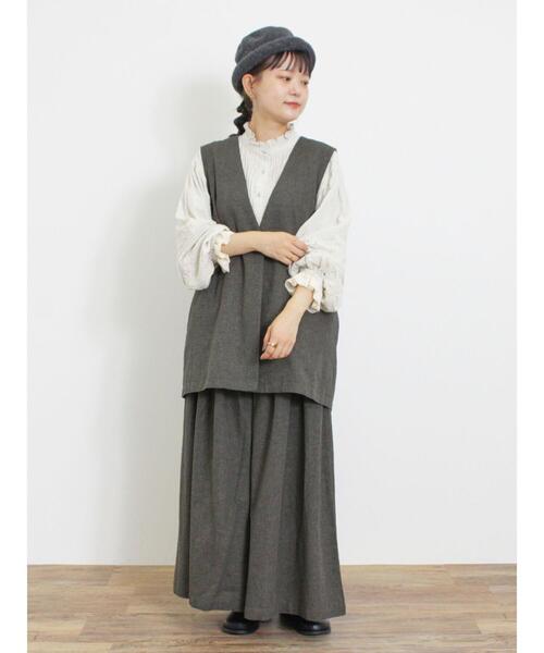 Samansa Mos2（サマンサ モスモス）の「綿麻ミドル丈ベスト（ベスト・レディース・ブラック/ベージュ・F）」の12枚目の写真