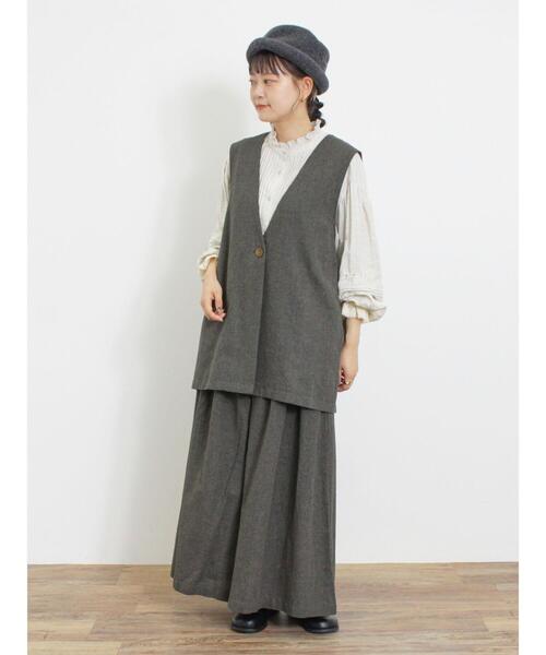 Samansa Mos2（サマンサ モスモス）の「綿麻ミドル丈ベスト（ベスト・レディース・ブラック/ベージュ・F）」の13枚目の写真