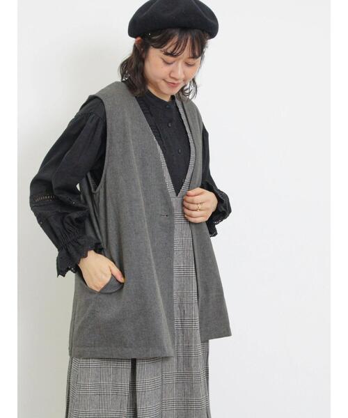 Samansa Mos2（サマンサ モスモス）の「綿麻ミドル丈ベスト（ベスト・レディース・ブラック/ベージュ・F）」の14枚目の写真