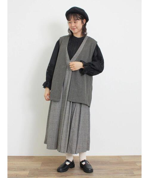 Samansa Mos2（サマンサ モスモス）の「綿麻ミドル丈ベスト（ベスト・レディース・ブラック/ベージュ・F）」の17枚目の写真