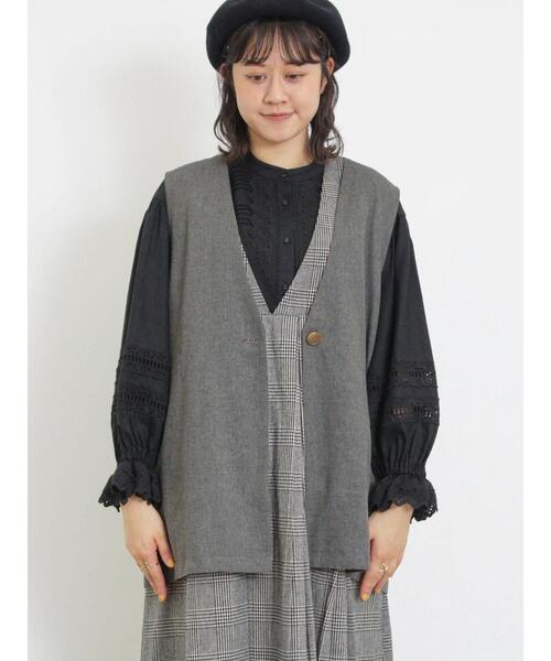 Samansa Mos2（サマンサ モスモス）の「綿麻ミドル丈ベスト（ベスト・レディース・ブラック/ベージュ・F）」の19枚目の写真