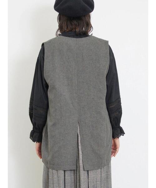 Samansa Mos2（サマンサ モスモス）の「綿麻ミドル丈ベスト（ベスト・レディース・ブラック/ベージュ・F）」の21枚目の写真