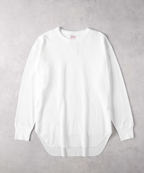 Healthknit(ヘルスニット)の「【Healthknit】ワッフル長袖ラウンドヘムTシャツ(Tシャツ/カットソー・レディース・ホワイト/ブラック/ホワイト×レッド/ホワイト×ブラック・S/M/L)」の13枚目の写真