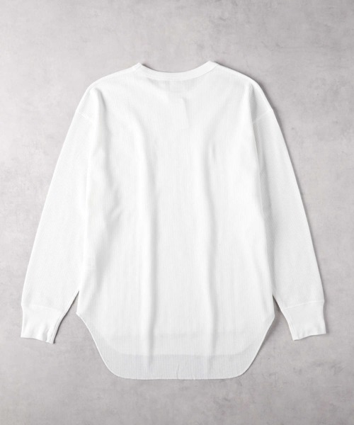Healthknit(ヘルスニット)の「【Healthknit】ワッフル長袖ラウンドヘムTシャツ(Tシャツ/カットソー・レディース・ホワイト/ブラック/ホワイト×レッド/ホワイト×ブラック・S/M/L)」の14枚目の写真